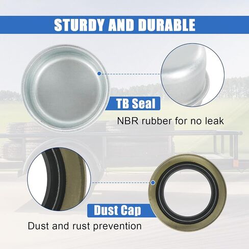 2 Sets Trailer Wheel Hub Bearings Kit L44643/L44610 Bearings (1.000" ID, OD 1.980", Width 0.580"), 12192TB Grease Seals (1.980" OD), Dust Cover and Cotter Pin for 1'' Trailer Axles in Saudi Arabia