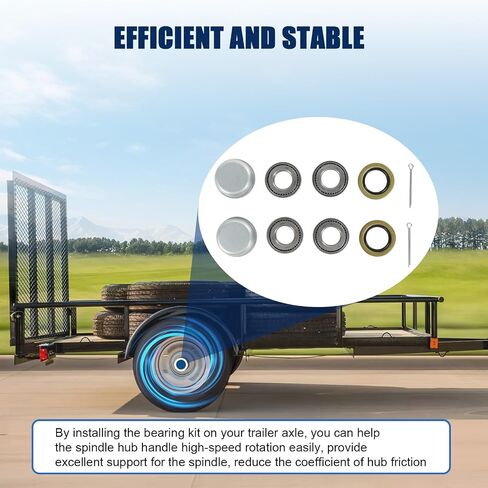 2 Sets Trailer Wheel Hub Bearings Kit L44643/L44610 Bearings (1.000" ID, OD 1.980", Width 0.580"), 12192TB Grease Seals (1.980" OD), Dust Cover and Cotter Pin for 1'' Trailer Axles in Saudi Arabia