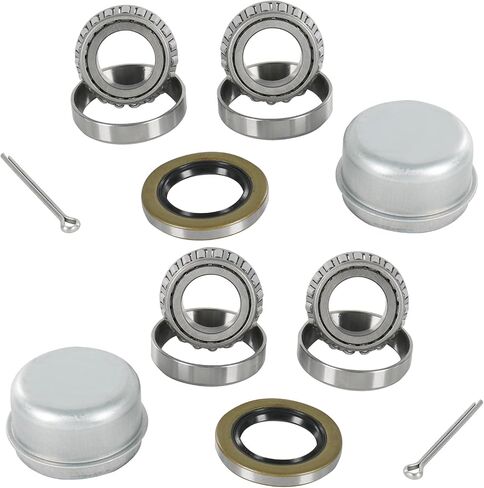 2 Sets Trailer Wheel Hub Bearings Kit L44643/L44610 Bearings (1.000" ID, OD 1.980", Width 0.580"), 12192TB Grease Seals (1.980" OD), Dust Cover and Cotter Pin for 1'' Trailer Axles in Saudi Arabia