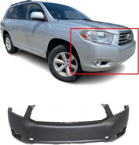 FitParts Compatible With Front Plastic Bumper Cover Fascia Toyota Highlander 2008-2010. New, Primed & Ready for Paint. W/Tow Hook & Fog Light Holes. TO1000338 521190E911 in Saudi Arabia