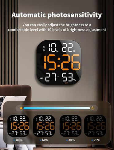 Mashi 13 "ساعة حائط رقمية كبيرة مع التحكم عن بُعد ، ديست ، مؤقت ، تلقائي ， باهتة مخصصة ، درجة حرارة ، رطوبة ، أجهزة إنذار مزدوجة ، مثبتة ، ديكور الغرفة لغرفة المعيشة ، صالة رياضية ، مرآب ، هدية للمسنين in Kuwait