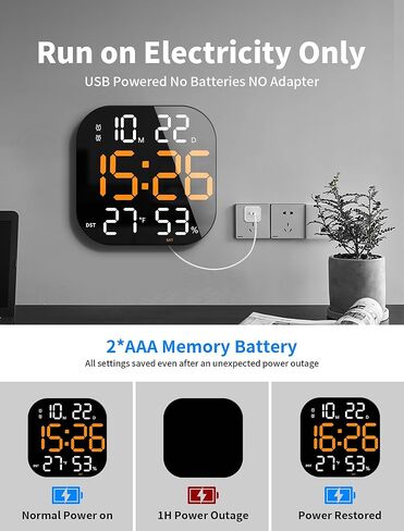 Mashi 13 "ساعة حائط رقمية كبيرة مع التحكم عن بُعد ، ديست ، مؤقت ، تلقائي ， باهتة مخصصة ، درجة حرارة ، رطوبة ، أجهزة إنذار مزدوجة ، مثبتة ، ديكور الغرفة لغرفة المعيشة ، صالة رياضية ، مرآب ، هدية للمسنين in Kuwait