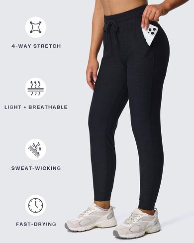 أوكسيجوكس سروال سروال للنساء صالة ركض مع جيوب عالية الخصر الرباط الجري صالة Sweatpant صالة 27.5 " in Kuwait