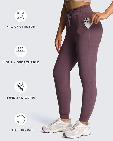 أوكسيجوكس سروال سروال للنساء صالة ركض مع جيوب عالية الخصر الرباط الجري صالة Sweatpant صالة 27.5 " in Kuwait