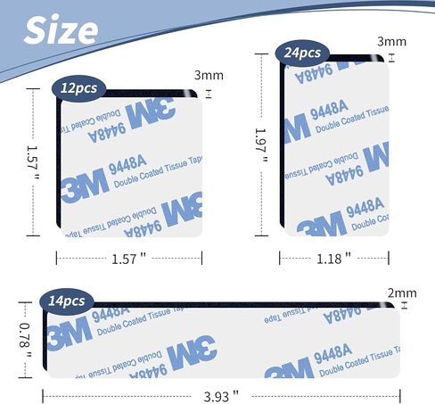 Super Sticky Double Sided Adhesive Tape,Includes Foam are 50Pcs, Strong Double Sticky Foam Pads,2 Sided Way Rectangle 3.36",Removable Double-Sided Mounting Tape Heavy Duty Sticky Pads for Walls in Kuwait