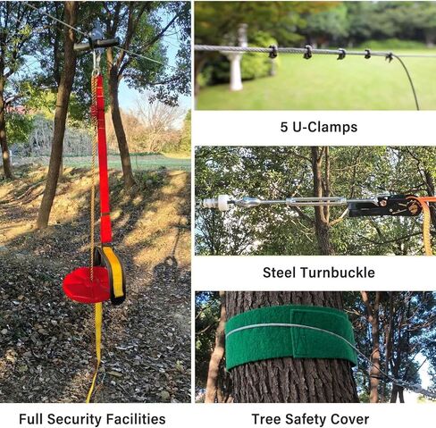 مجموعات Zipline for Backyard ، مجموعة خط Zip Zip على مساحة 180 قدمًا للأطفال والبالغين حتى 350 رطلاً ، معدات ملعب في الهواء الطلق (تسلق الأشجار 180 قدم) in Kuwait