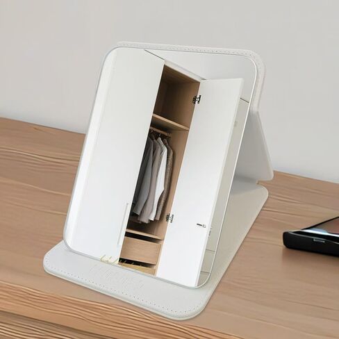 Foldable Desktop Mirror, 8" × 6" Adjustable Angle Makeup Mirror with Stand, Black Small Mirror for Travel Camping and Home (Black) in Saudi Arabia