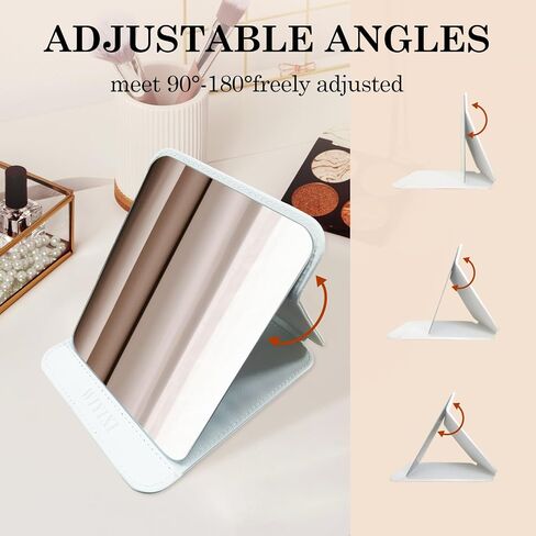 Foldable Desktop Mirror, 8" × 6" Adjustable Angle Makeup Mirror with Stand, Black Small Mirror for Travel Camping and Home (Black) in Saudi Arabia