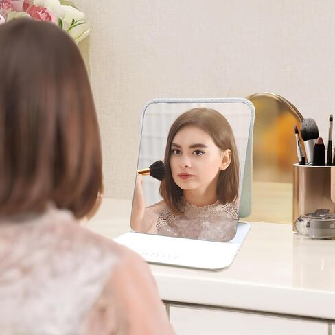 Foldable Desktop Mirror, 8" × 6" Adjustable Angle Makeup Mirror with Stand, Black Small Mirror for Travel Camping and Home (Black) in Saudi Arabia