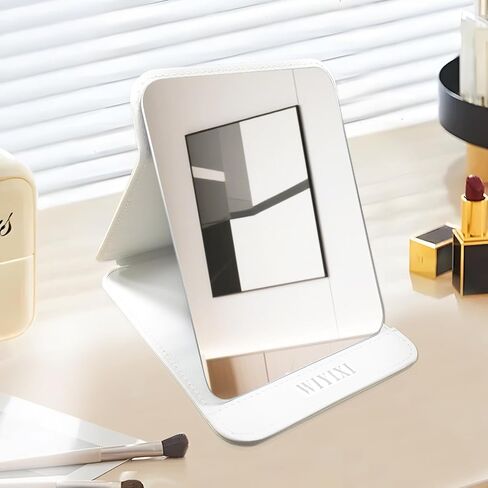 Foldable Desktop Mirror, 8" × 6" Adjustable Angle Makeup Mirror with Stand, Black Small Mirror for Travel Camping and Home (Black) in Saudi Arabia
