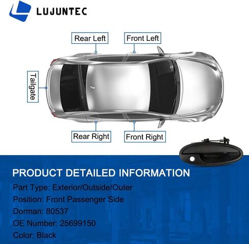 Lujuntec Outside Door Handle Handle Brace Side Side President for 1997-2005 for Buick Park Avenue 1997-1999 for Oldsmobile Aurora Black 25699150 in Saudi Arabia