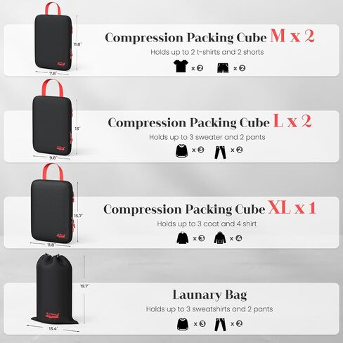 11 Set Compression Packing Cubes for Travel, Percover Packing Cubes Compression for Suitcase, Hanging Underwear Bag, Toiletry Bag, Shoe and Boot Bags, Laundry Bag, Digital Pouch, Hair Tools Organizer in Saudi Arabia