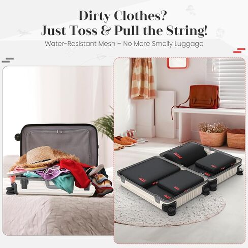 11 Set Compression Packing Cubes for Travel, Percover Packing Cubes Compression for Suitcase, Hanging Underwear Bag, Toiletry Bag, Shoe and Boot Bags, Laundry Bag, Digital Pouch, Hair Tools Organizer in Saudi Arabia