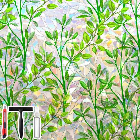فيلم نافذة زجاجية غير ملطخة غير ملصق ، فيلم زخرفي ، فلمز نافذة الخصوصية الثابتة (Leaf Rainbow ، 17.5 × 114 بوصة) in Kuwait