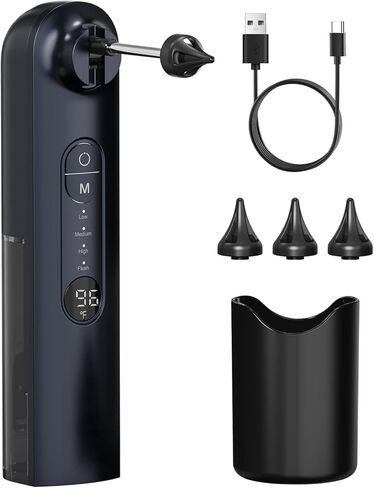 إزالة شمع الأذن، منظف الأذن، مجموعة إزالة شمع الأذن الآمنة، 4 أوضاع - نظام تنظيف الأذن، طقم تنظيف الأذن - IPX7 مقاوم للماء (أزرق) in Kuwait