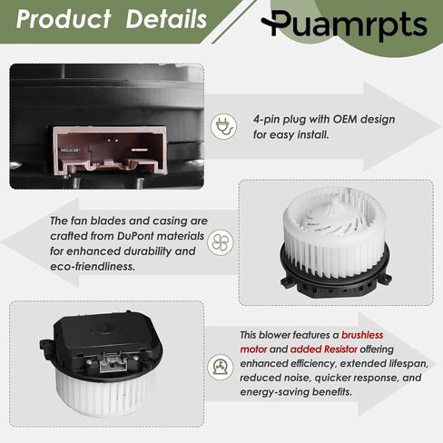 Brushless AC Heater Blower Motor - Compatible with Buick Envision 2016-2020 (Front), Chevy Equinox 2018-2019, GMC Terrain 2018-2019 - Motor Fan# 700353 in Saudi Arabia