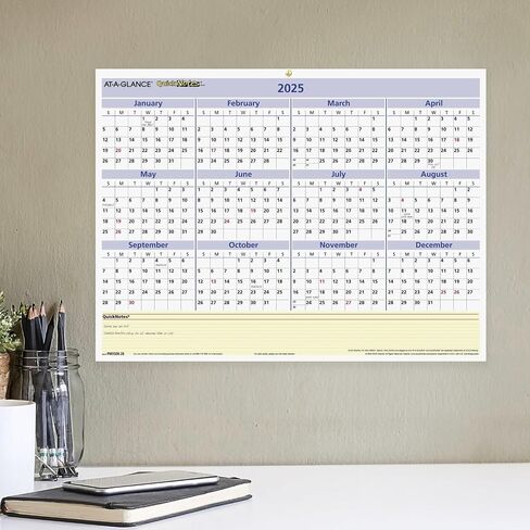AT-A-GLANCE 2026 تقويم محو ، مخطط الجدار المحو الجاف ، 16 "× 12" ، متوسطة ، قابلة للعكس ، Quicknotes (PM550B2826) in Kuwait