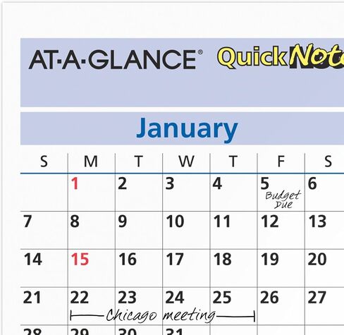 AT-A-GLANCE 2026 تقويم محو ، مخطط الجدار المحو الجاف ، 16 "× 12" ، متوسطة ، قابلة للعكس ، Quicknotes (PM550B2826) in Kuwait