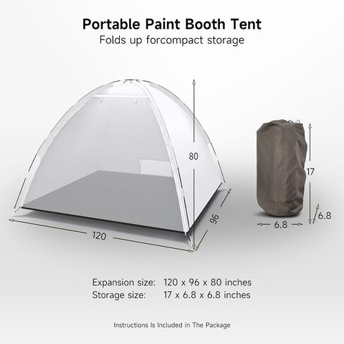 Portable Paint Booth Tent - 10x8x6.6ft Larger Spray Paint Tent with Built-in Floor, Mesh Screen, and Ground Stakes, Spray Booths Painting Tent Station for Furniture DIY Hobby Tool, Spray Paint Shelter in Kuwait
