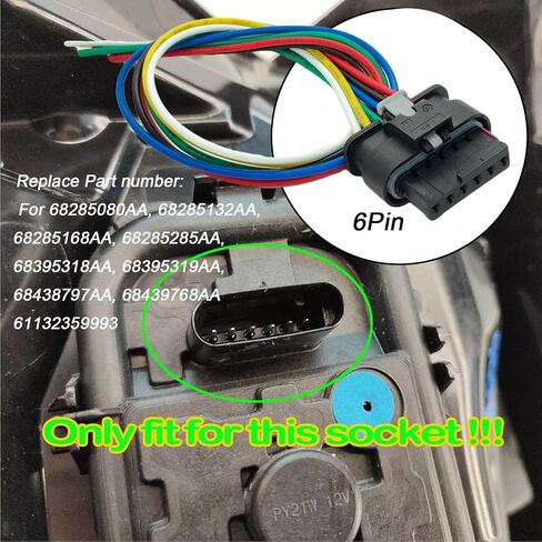 6 Wires Tail Lights Connector Wiring Harness Pigtail Plug Fit for Fiat 500X 2016-2022 Replaced OE Number 68285080AA in Saudi Arabia