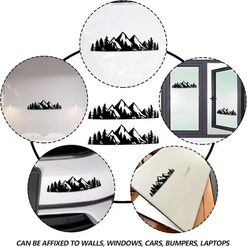 2PCS Vinyl, Snow Mountain Tree Decal, Mountains Graphic Logo, Car Trunk Tailgate Sticker, Black Premium Badg, Suitable for Most Cars Decoration, Automotive Waterproof Body Decal in Saudi Arabia
