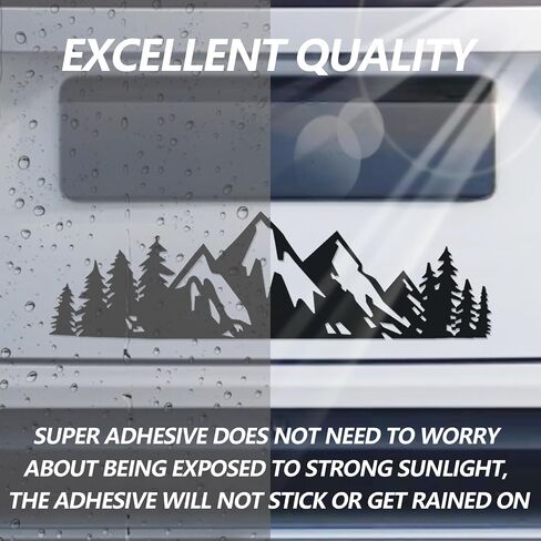 2PCS Vinyl, Snow Mountain Tree Decal, Mountains Graphic Logo, Car Trunk Tailgate Sticker, Black Premium Badg, Suitable for Most Cars Decoration, Automotive Waterproof Body Decal in Saudi Arabia