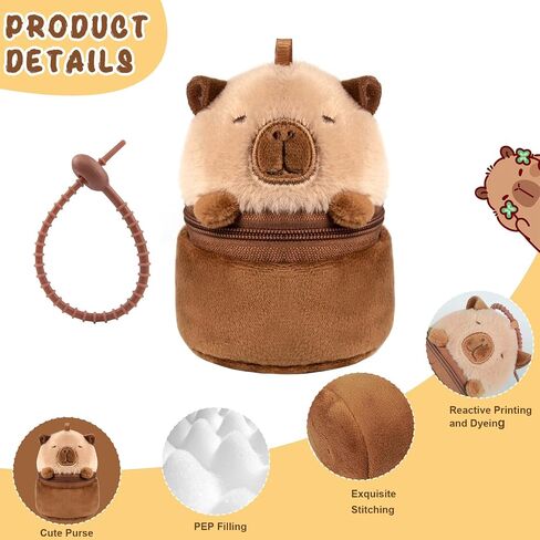 Creative Capybara Plush Doll Coin Wallet Purse Charms Portable Bag Hanging Decoration Earbuds Case Cute Mini Small Wallets for Women in Kuwait