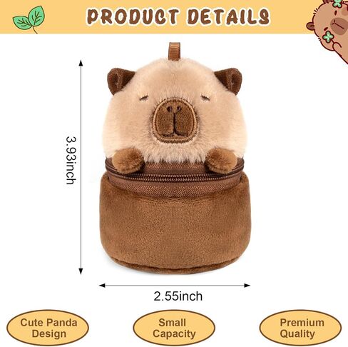 Creative Capybara Plush Doll Coin Wallet Purse Charms Portable Bag Hanging Decoration Earbuds Case Cute Mini Small Wallets for Women in Kuwait