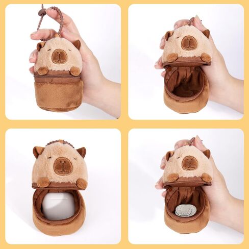 Creative Capybara Plush Doll Coin Wallet Purse Charms Portable Bag Hanging Decoration Earbuds Case Cute Mini Small Wallets for Women in Kuwait