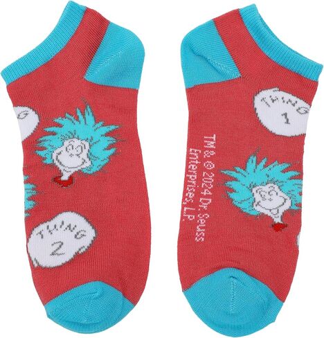 Bioworld Dr. Seuss Character Art Women's 5-Pair Ankle Socks-OSFA in Saudi Arabia