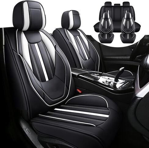Fit for Jeep Wrangler JK JL 4-Door Seat Covers Full Set 2007-2025, Custom for Unlimited X Rubicon 392 Sahara Willys Sport High Altitude 4X4 Nappa Leather Seat Cover(Black White) in Saudi Arabia