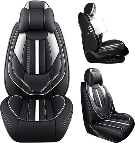 Fit for Jeep Wrangler JK JL 4-Door Seat Covers Full Set 2007-2025, Custom for Unlimited X Rubicon 392 Sahara Willys Sport High Altitude 4X4 Nappa Leather Seat Cover(Black White) in Saudi Arabia