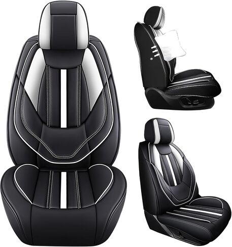 Fit for Jeep Wrangler JK JL 4-Door Seat Covers Full Set 2007-2025, Custom for Unlimited X Rubicon 392 Sahara Willys Sport High Altitude 4X4 Nappa Leather Seat Cover(Black White) in Saudi Arabia