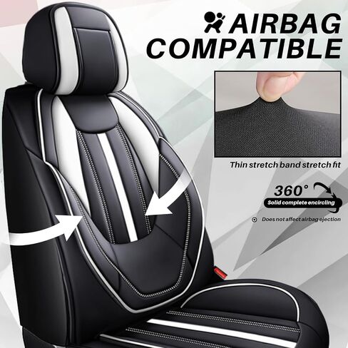 Fit for Jeep Wrangler JK JL 4-Door Seat Covers Full Set 2007-2025, Custom for Unlimited X Rubicon 392 Sahara Willys Sport High Altitude 4X4 Nappa Leather Seat Cover(Black White) in Saudi Arabia