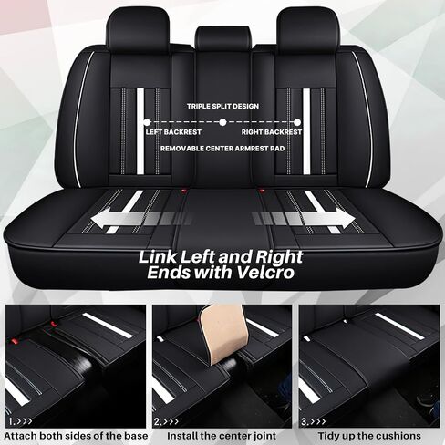 Fit for Jeep Wrangler JK JL 4-Door Seat Covers Full Set 2007-2025, Custom for Unlimited X Rubicon 392 Sahara Willys Sport High Altitude 4X4 Nappa Leather Seat Cover(Black White) in Saudi Arabia