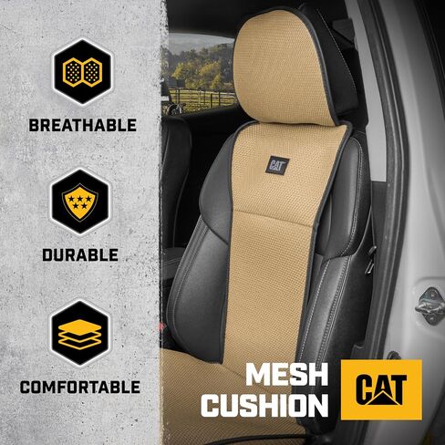 Caterpillar Aeromesh Black Petic Covers للشاحنات والسيارات وسيارات الدفع الرباعي - (2) حامي غطاء مقعد الشاحنة الأمامية - أغطية مقعد السيارة الشبكية ذات التنفس - أغطية مقعد السيارات أعلى من حماية المقعد in Kuwait