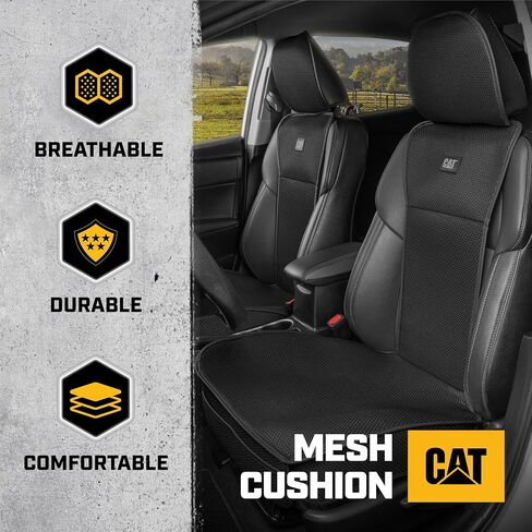 Caterpillar AeroMesh Black Seat Covers for Trucks, Car, & SUV - (2) Front Truck Seat Cover Protector - Breathable Mesh Universal Fit Car Seat Covers - Automotive Seat Covers Top of Seat Protection in Saudi Arabia