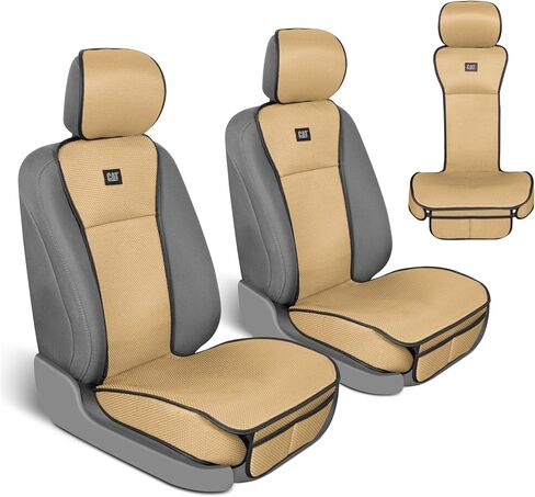 Caterpillar AeroMesh Black Seat Covers for Trucks, Car, & SUV - (2) Front Truck Seat Cover Protector - Breathable Mesh Universal Fit Car Seat Covers - Automotive Seat Covers Top of Seat Protection in Saudi Arabia