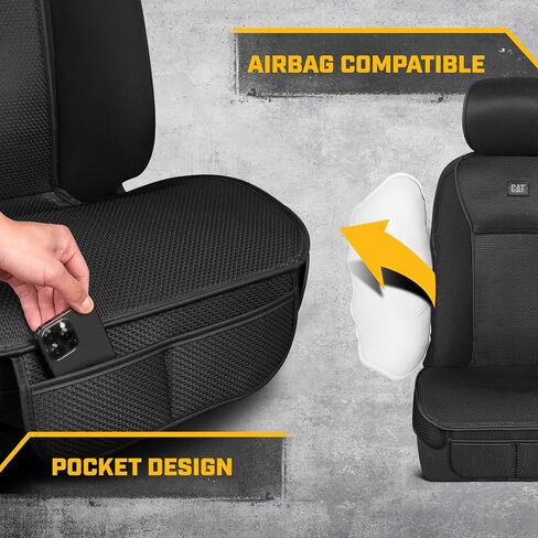 Caterpillar AeroMesh Black Seat Covers for Trucks, Car, & SUV - (2) Front Truck Seat Cover Protector - Breathable Mesh Universal Fit Car Seat Covers - Automotive Seat Covers Top of Seat Protection in Saudi Arabia