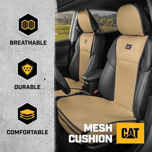 Caterpillar AeroMesh Black Seat Covers for Trucks, Car, & SUV - (2) Front Truck Seat Cover Protector - Breathable Mesh Universal Fit Car Seat Covers - Automotive Seat Covers Top of Seat Protection in Saudi Arabia