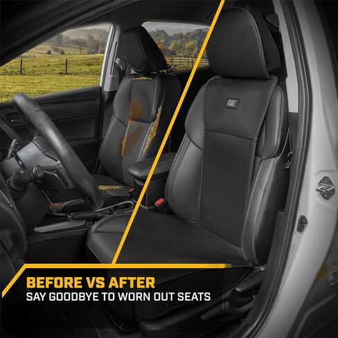 Caterpillar AeroMesh Black Seat Covers for Trucks, Car, & SUV - (2) Front Truck Seat Cover Protector - Breathable Mesh Universal Fit Car Seat Covers - Automotive Seat Covers Top of Seat Protection in Saudi Arabia