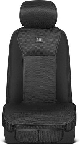 Caterpillar AeroMesh Black Seat Covers for Trucks, Car, & SUV - (2) Front Truck Seat Cover Protector - Breathable Mesh Universal Fit Car Seat Covers - Automotive Seat Covers Top of Seat Protection in Saudi Arabia