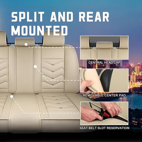 أغطية مقعد السيارة لـ Hyundai Santa Fe 2001-2025 ، غطاء مقعد رياضي أنيق ، غطاء مقعد سيارة Nappa Premium Nappa. مجموعات أغطية مقعد السيارات (فاخرة 5 مقاعد/بيج) in Kuwait