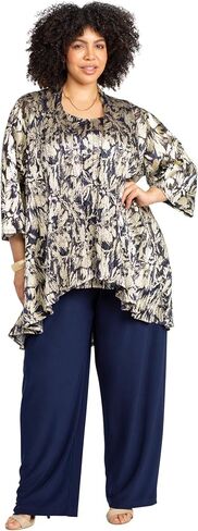 Catherines Women's Plus Size 3-Piece Foil Print Pant Set in Saudi Arabia