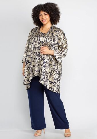 Catherines Women's Plus Size 3-Piece Foil Print Pant Set in Saudi Arabia