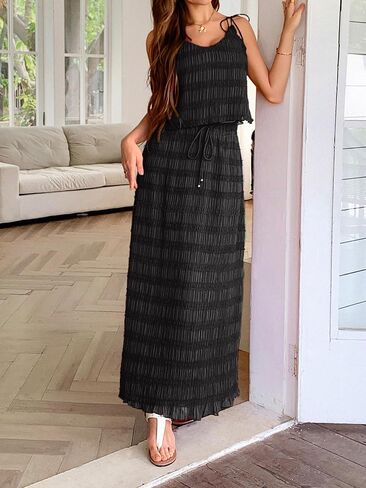 Women Y2K Maxi Skirt 2 قطعة مجموعة مثيرة سباغيتي التعادل حزام كامي أعلى تدفق فستان طويل اللباس ملابس الصيف in Kuwait