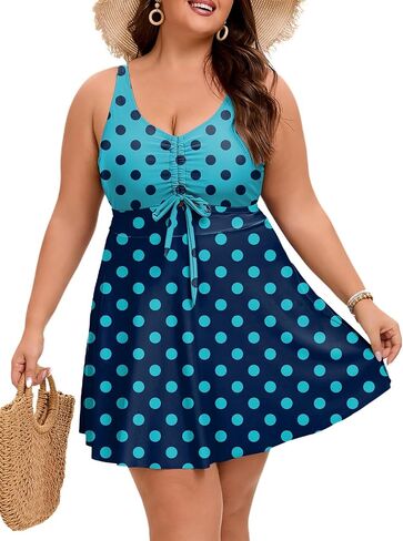 Arolina Plus Size Swimdress for Women High Waisted Tummy Control Tankini Bathing Suits Two Piece Swimsuits with Boyshorts in Kuwait