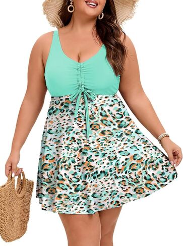 Arolina Plus Size Swimdress for Women High Waisted Tummy Control Tankini Bathing Suits Two Piece Swimsuits with Boyshorts in Kuwait