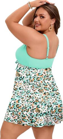 Arolina Plus Size Swimdress for Women High Waisted Tummy Control Tankini Bathing Suits Two Piece Swimsuits with Boyshorts in Kuwait