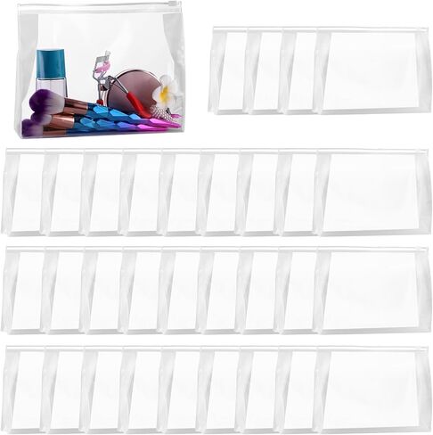 50 PCS Mini Clear Makeup Bag ، حقيبة سفر صافية صافية من المنظمات التجميلية منظم مستحضرات التجميل المضادة للماء ， لعطلة سفر بيكيني للسباحة (7.9 × 5.9 × 2 بوصة) in Saudi Arabia